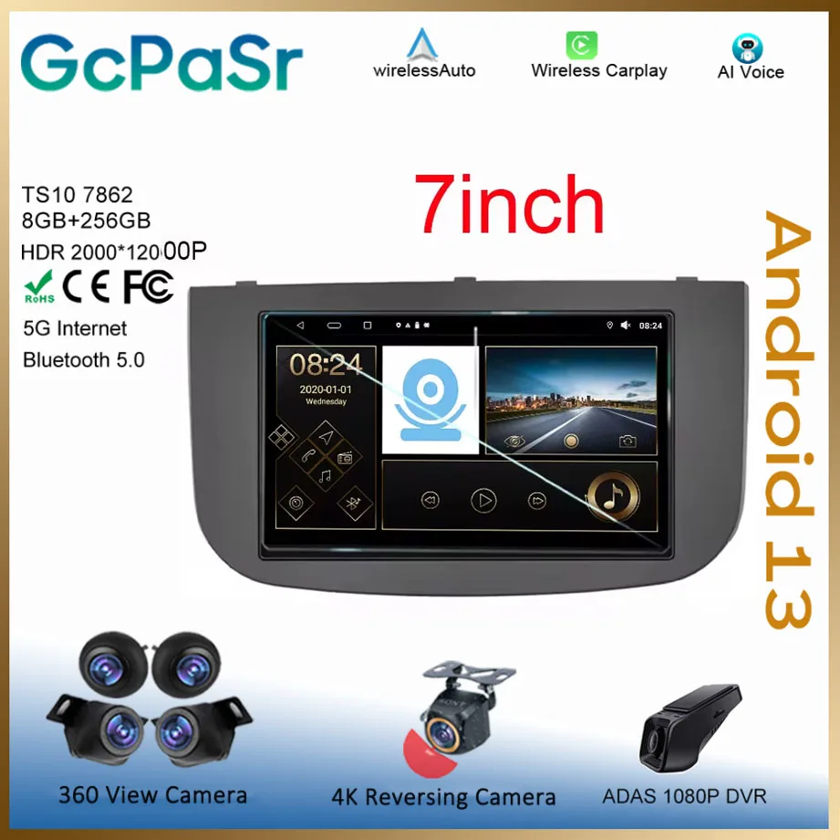 7inch Car Android 14 Formitsubishi Colt Z30/Z30G/Z3B/Z3V 2007-2012 Intelligentný systém CarPlay Multimedia Player 5G WiFi