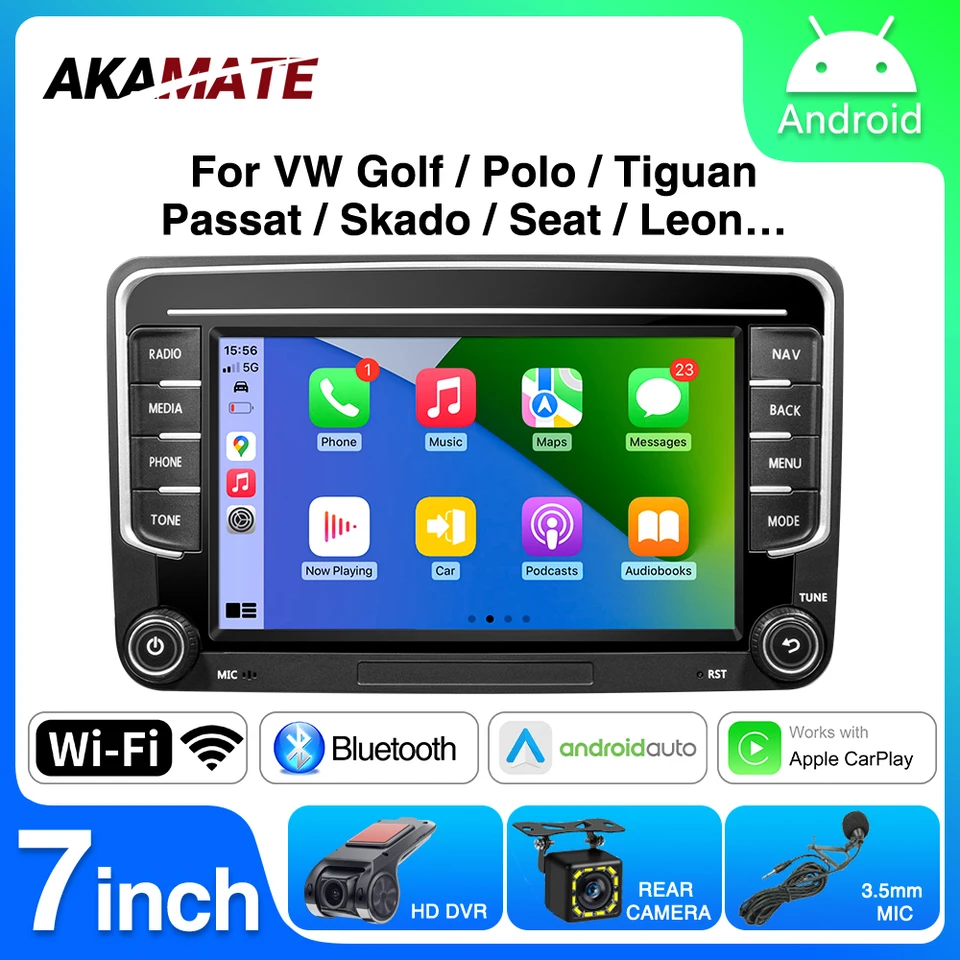 7inch Car CarPlay Android Auto pre Volkswagen Vw Passat Tiguan Golf Polo Seat Skod Multimedia Player GPS 2DIN Autoradio