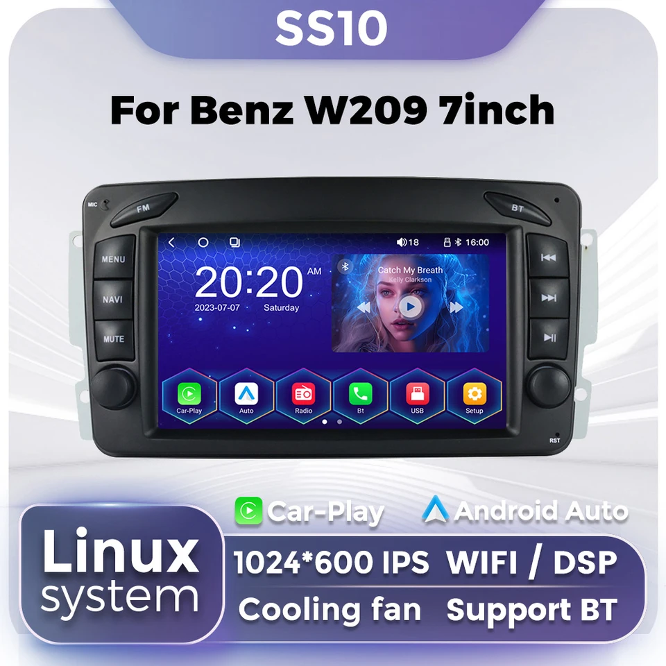 7inch Linux System Cardio Radio pre Mercedes Benz Clk Benz W209 W203 W463 W208 Multimediálny hráč WiFi WiFi Wireless CarPlay Android Auto