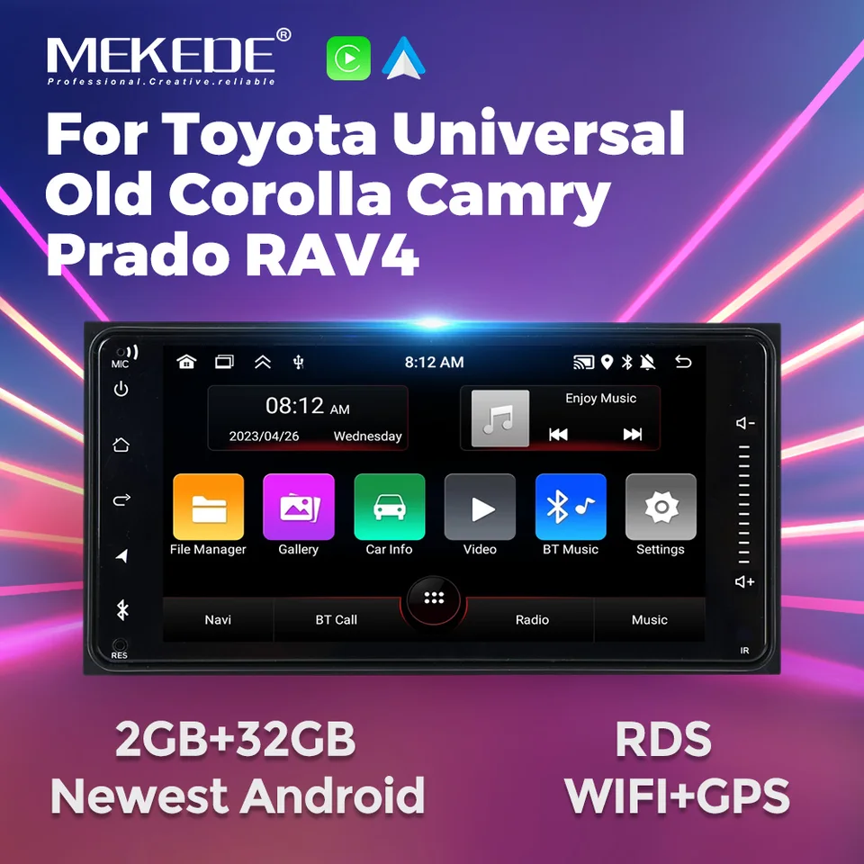 7inch Wireless CarPlay Android Auto Car Radio pre Toyota Corolla Camry Vios Crown Rav4 Multimedia Player 2Din DSP GPS navigácia