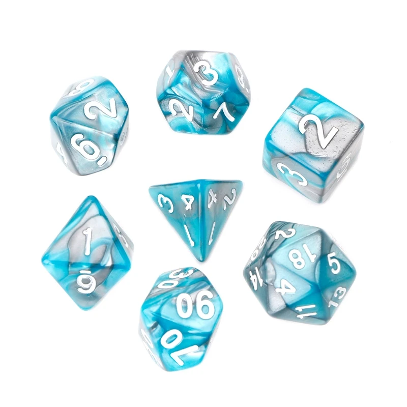 7ks/set akrylové polyhedrálne kocky pre stolovú hru TRPG D4-D20