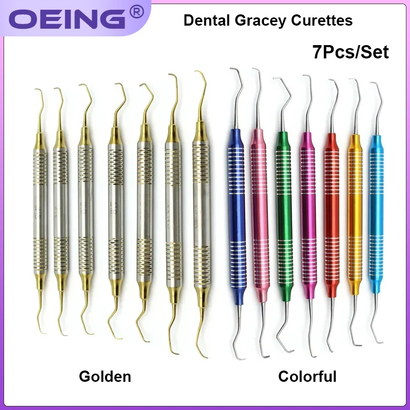 7ks/set Dental Kurety Perio Scareers Gracey Curette Kurettes kost kosti Skále