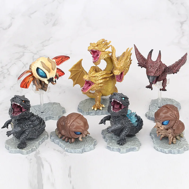 7ks/set dinosaurus film Godzilla 2 Rodan Mothra King Ghidrah q Verzia PVC akčná figúrka Darček 9 cm