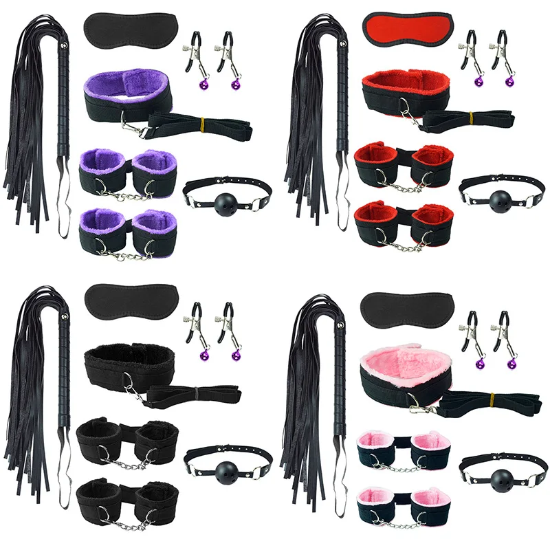 7ks/set erotické hračky BDSM Sex Bondage Set Pety Cuff Cuff Pips Clamps