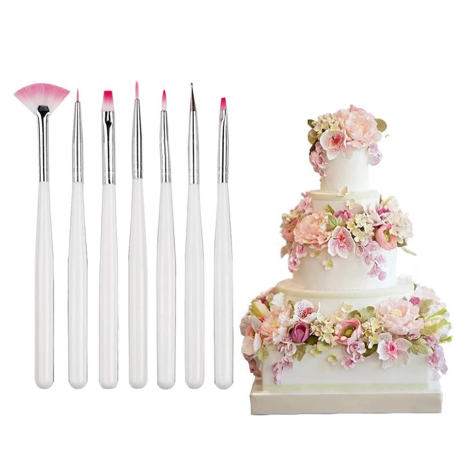 7ks/set potravín sfarbenie pera koláč maľba kefka Profesionálne linky Pen Potraviny pre cukrovinky Dessert Dessert Restoration Tools
