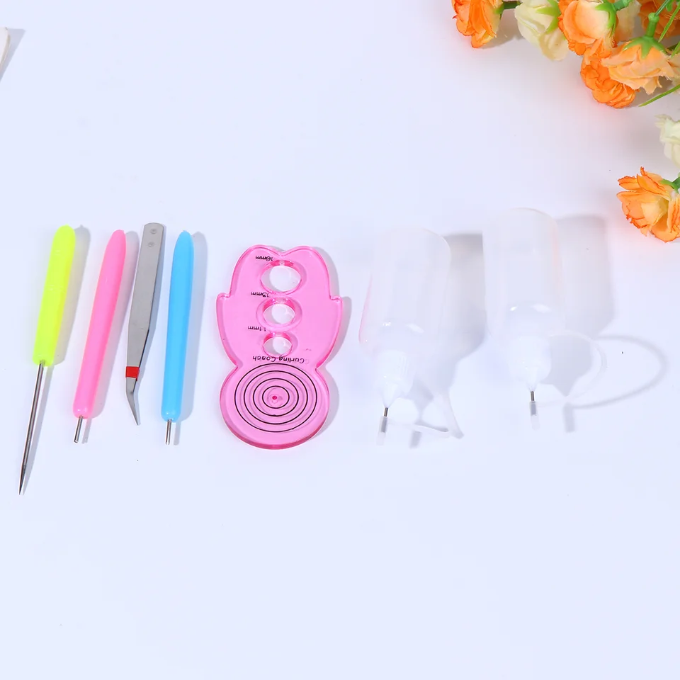 7ks v 1 set DIY Paper Rolling Tool Kit Ručne vyrábané valcovanie Curling Quilling ihly pero pre domáce školské remeslo (náhodná farba)