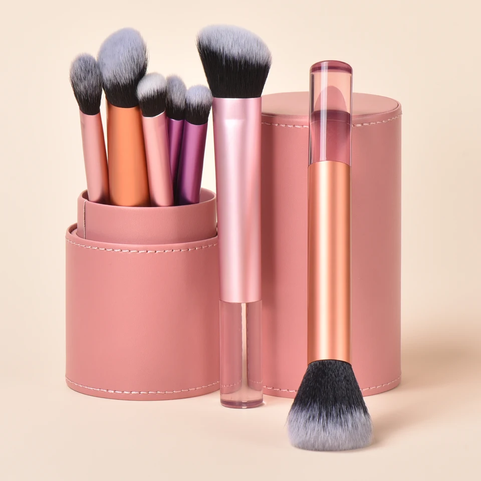 7ksové kefy na make -up súpravy s Puffom, pre korektor, nadáciu, očný tieň, pre miešanie a vymazanie, make -up kefy pre sochár