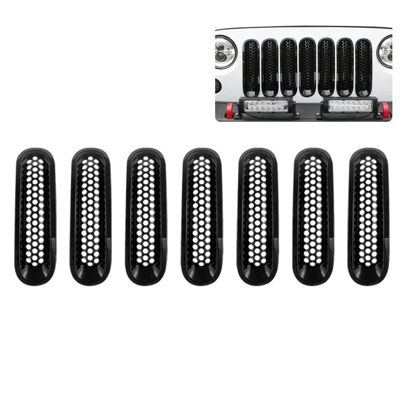 7ksové vozidlá predné nárazníky pretekárske mriežky pre Jeep JK Wrangler 2007-2017 náhradné časti Snap-On Black Grille Exterior Modification Parts