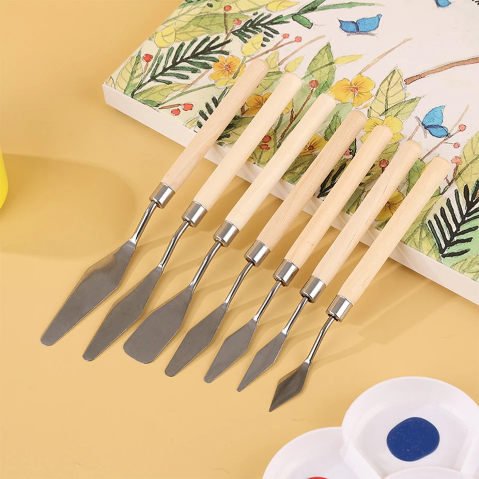 7pcs olejomaľba plastová škrabka na paletu nôž nôž Art Acryl Gouache maľba škrabka