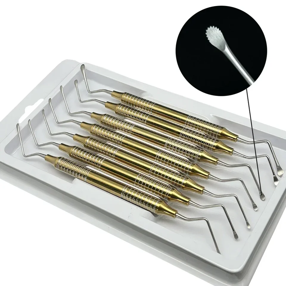 7pcs/set zubný nástroj kyret zubné zubné zubné lekárstvo Dvojité konce čistiaceho rýpadla Restoratívna lyžica implantátu materiálových nástrojov
