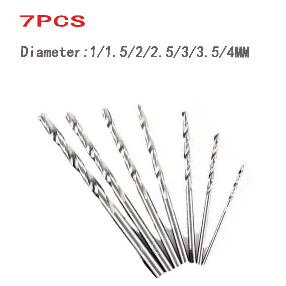 7pcs Twist Bit Bit Set HSS 4241 Vŕtacie bity Vysokorýchlostné oceľové zákruty Drill Punch Dril Punch Cutter Titanium potiahnuté1-4 mm