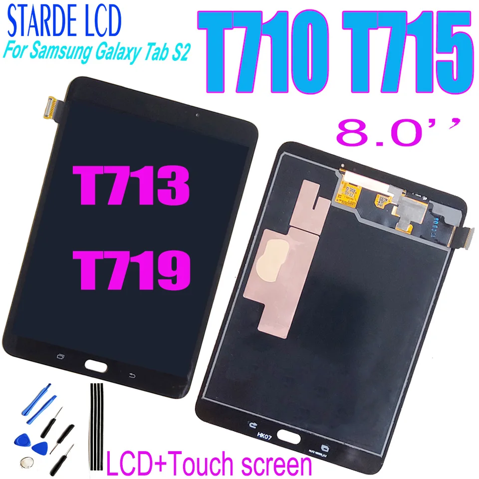 8,0 palca pre Samsung Galaxy Tab S2 S2 SM-T710 T713 T715 T719 LCD DISPLEY DISPLE DIGITIZER OPRAVA
