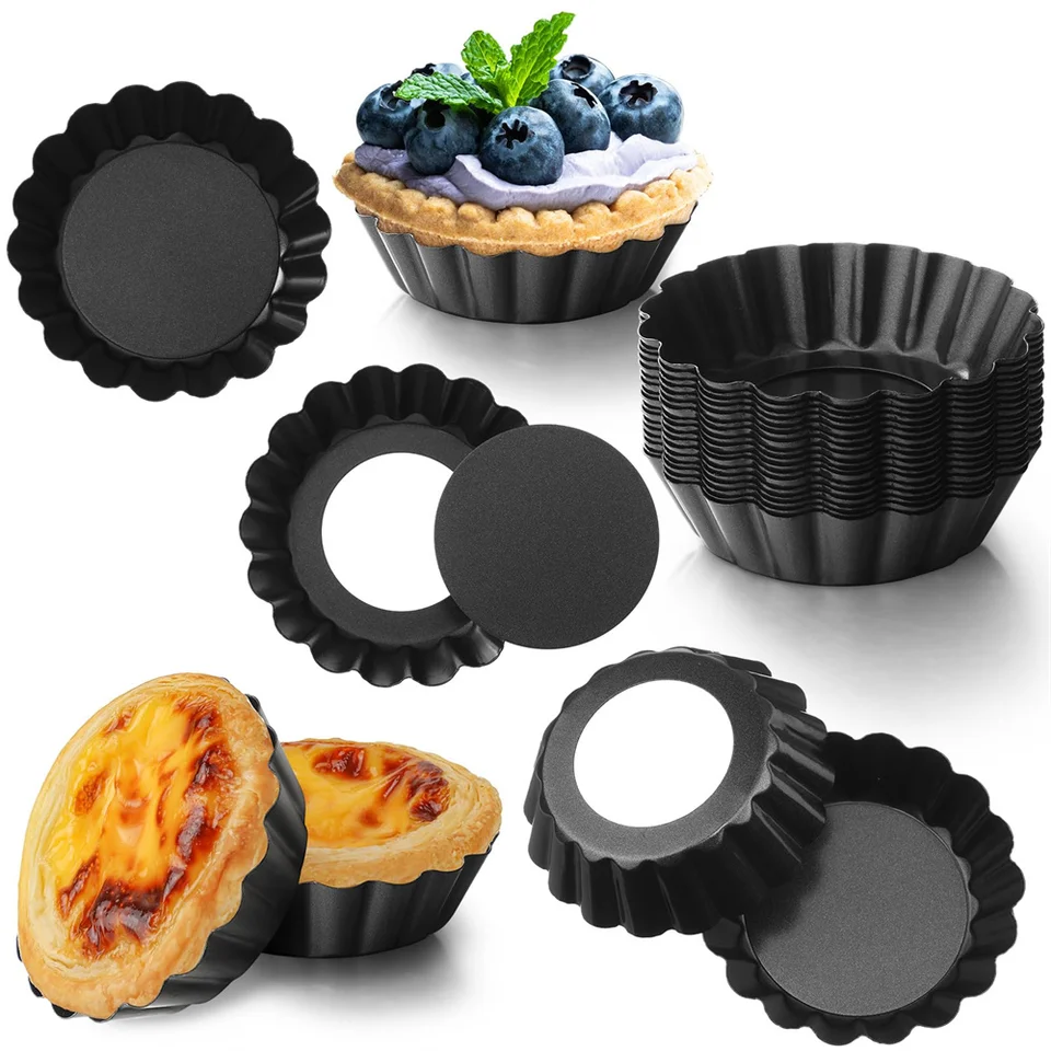 8/10/12cm mini koláč Panvice Egg Tart Formy Odnímateľný spodný non palica malé flutované košíčky Tins koláčiky quiche panvice pre koláče peny