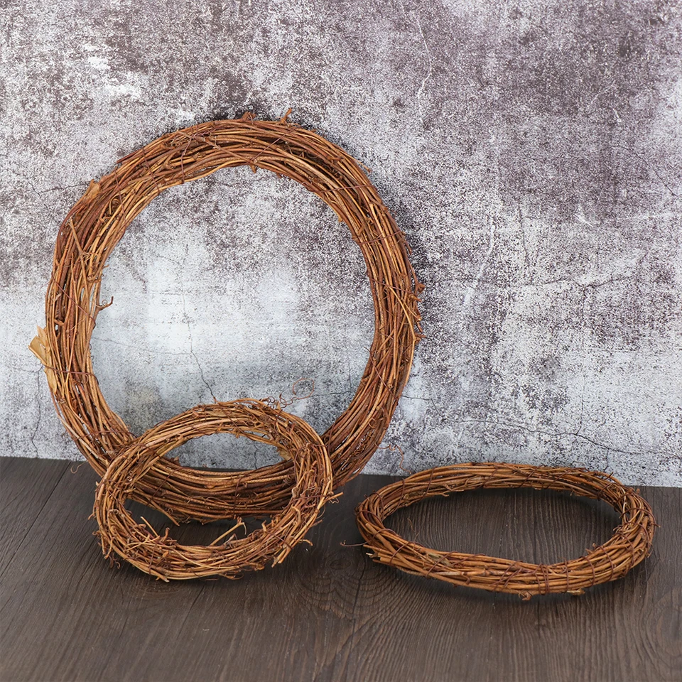 8/10/15/20/25/30 cm Round Natural Rattan Ring vianočné vianočné girlandu visiace ornament DIY kvetinový vence svadobné dekorácie Domovod