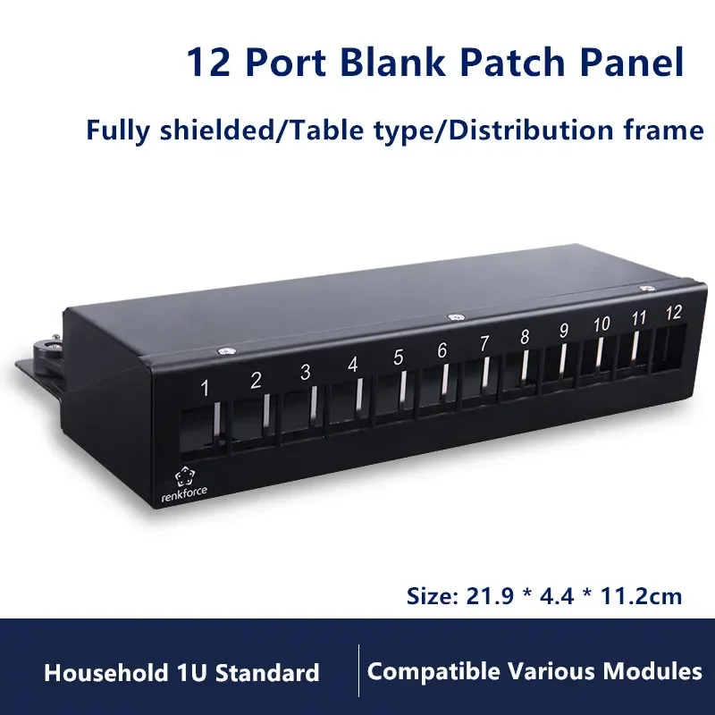 8/12 Porty RJ45 PATCH PANEL SHATHLIDED KEYSTONE Jack Sockets Distribution Distribučný rám pre moduly RJ 45 UTP STP