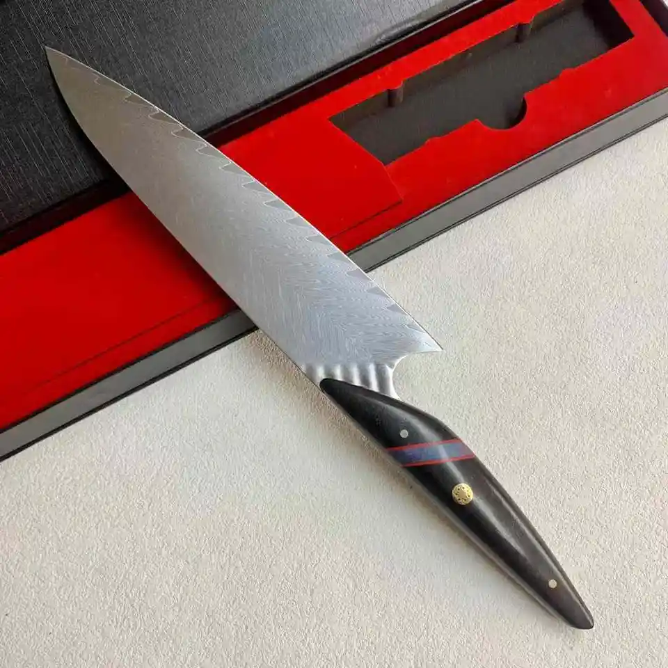 8,5 palcový šéfkuchár nôž 73 vrstiev damascus vg10 oceľová čepeľ ebenová rukoväť na krájanie zeleniny štiepne mäso japonský kuchynský nôž