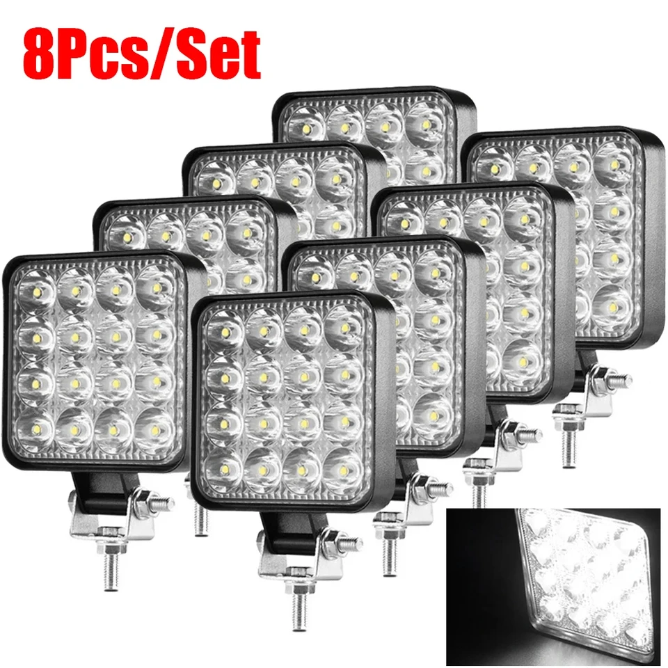 8/6/4/2ks Mini LED pracovné svetlo Square Spotlight 48 W Svetlom auta pre nákladné vozidlo Offroad Fog Lamp 12/24 V Night Drive Pracovné svetlá