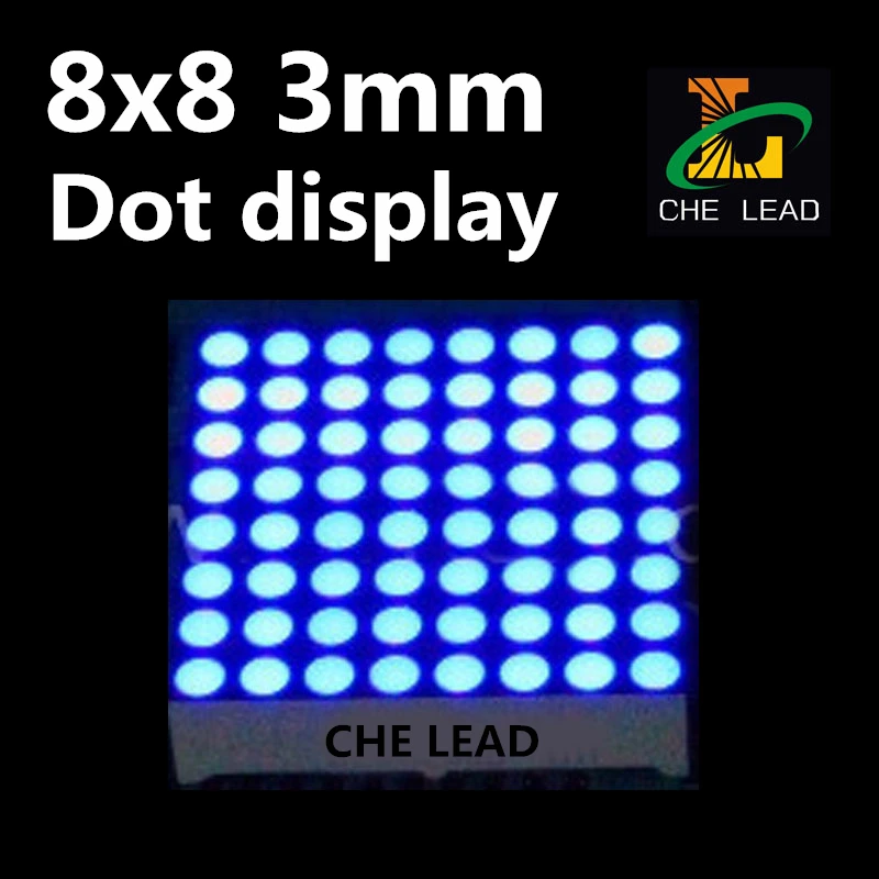 8*8 modrá 3mm zvýraznenie LED LED 32*32 mm bodová matica Modul 8x8 bodový maticový modul bežná anóda