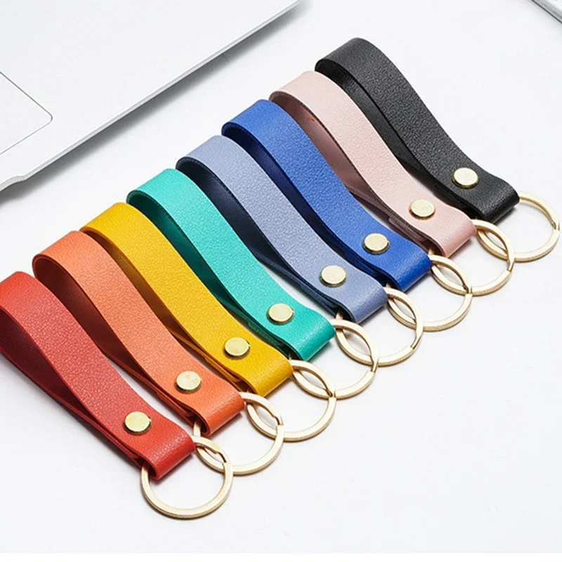 8 Colors PU Leather Keychain Darček Business kožená reťaz kľúča Men Men Dám