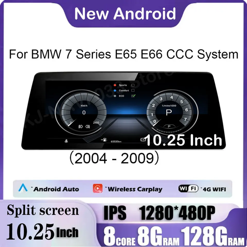 8 Core for BMW 7 Series E65 E66 CCC Systém Android 14 CAR IP IPS Wireless CarPlay Video Player Multimedia GPS navigácia 4G LTE