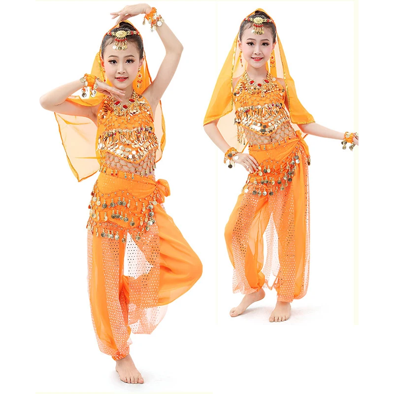 8 farieb detí brušné tanečné kostýmy nastavené orientálne tanečné kostýmy dievča Egypt egyptský bollywood indický brušný tanečný odev