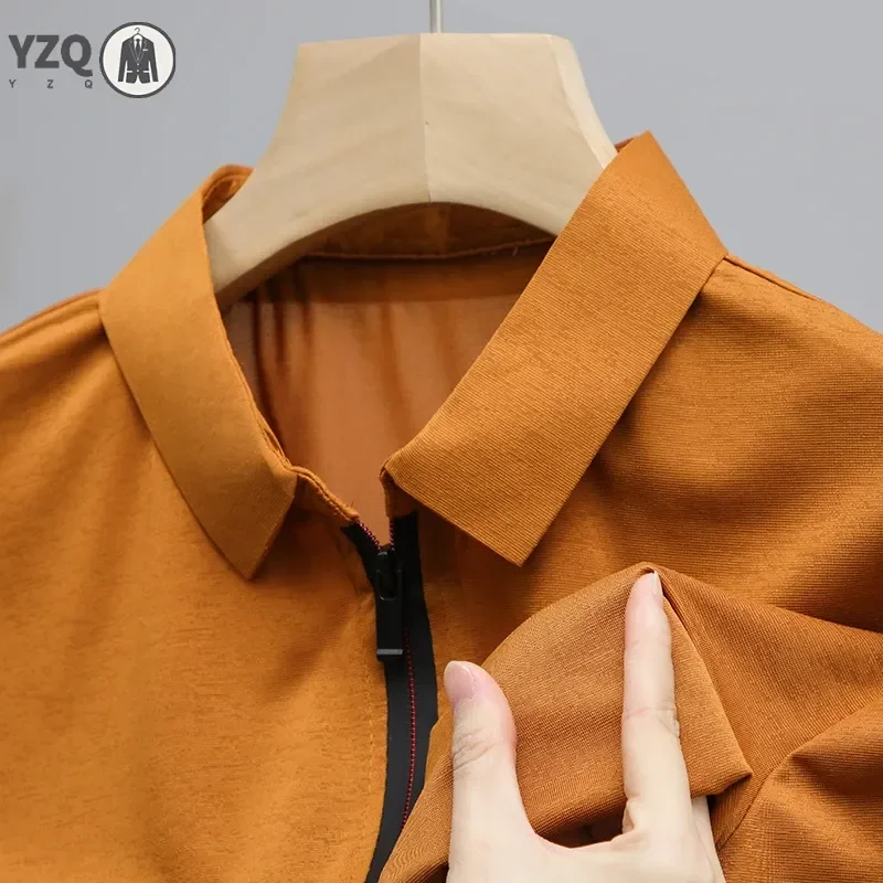 8 farieb nových pánskych zipsov zips s krátkym rukávom Tričko Tričko Pohodlné topenie