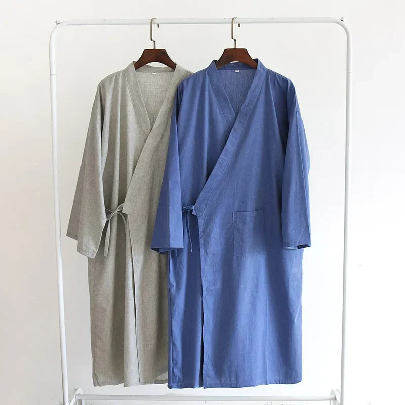 8 farieb Tradičné japonské kimono nočné Rob Rob For Men Vietnam Kúpanie oblečenie Nočné odevy bavlnené jar Kórejské potné šedé námorníctvo