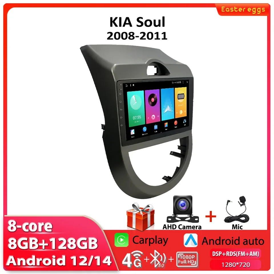8 GB+128 GB WiFi 4G Android Car Radio pre Kia Soul 2008-2011 Stereofónny multimediálny hráč CarPlay Auto GPS navigačná jednotka NO DVD