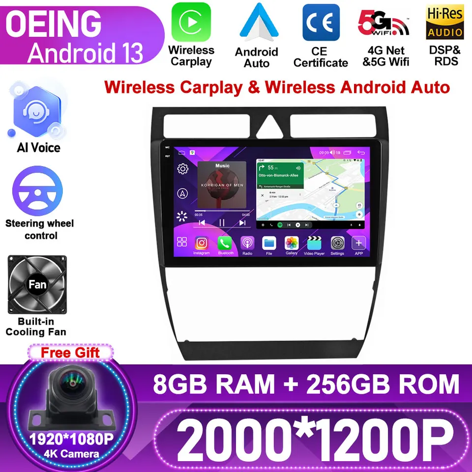 8 GB+256 GB Android pre Audi A6 C5 1997 - 2004 S6 2 1999 - 2004 RS6 1 2002 - 2006 CAR Radio Multimedia Player GPS Navigation Audio Audio