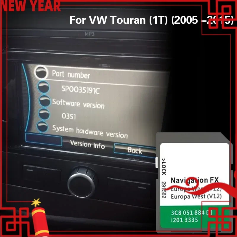 8 GB FX V12 West pre VW Touran (1T) (2005 -2015) Pokrytie Nemecka Holandsko Švédsko Vatikán City Mapa GPS SD Card Card