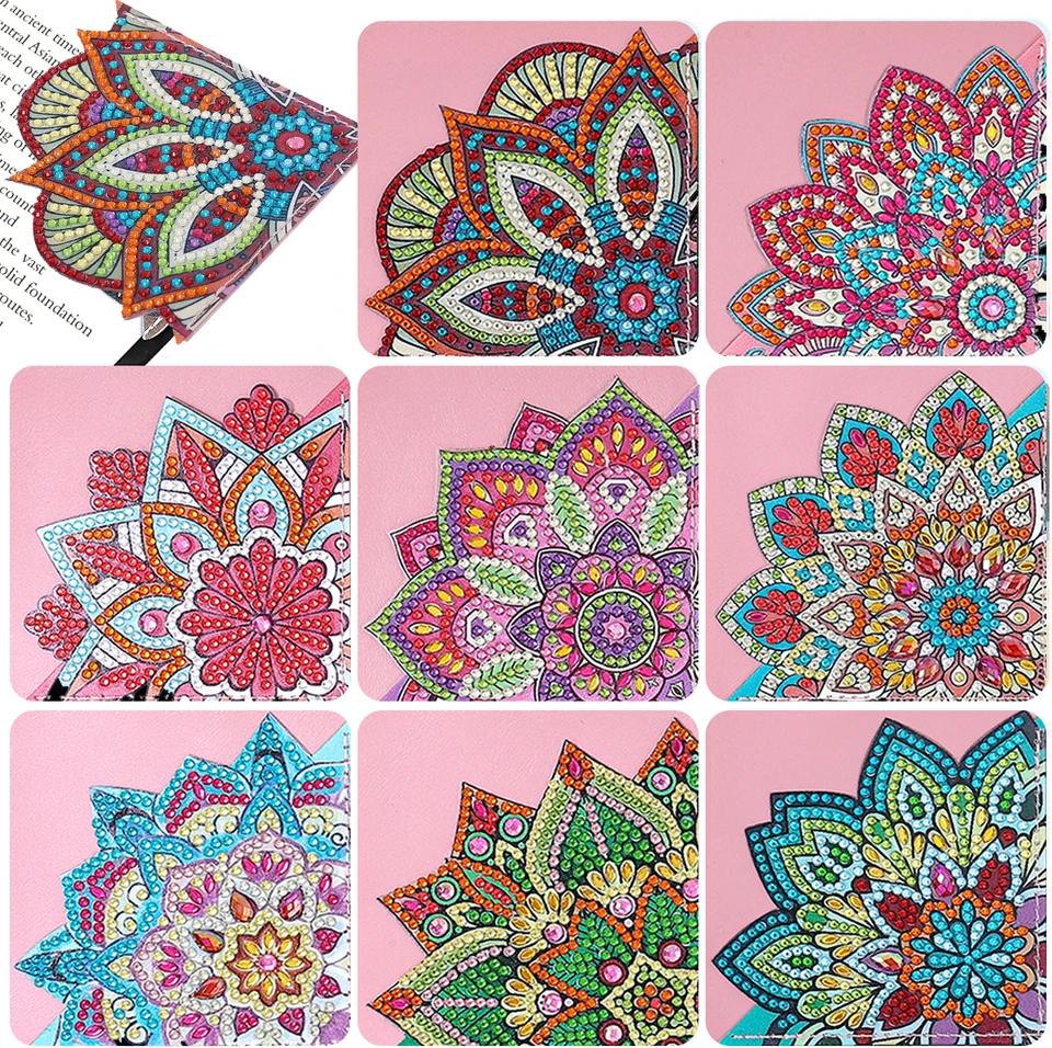 8 kamienkov maľovaných krištáľových drahokamov ručne vyrábaných záložiek, krištáľovo špeciálny tvar Diamond Art Bookmark Kit