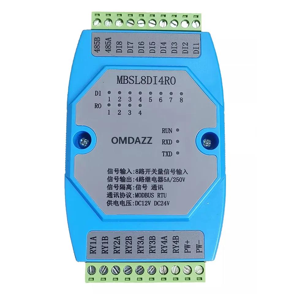 8-kanálový digitálny vstup 4-kanálový relé RS485 Výstupný modul Digital-Analog Modbus RTU Izolovaná akvizícia