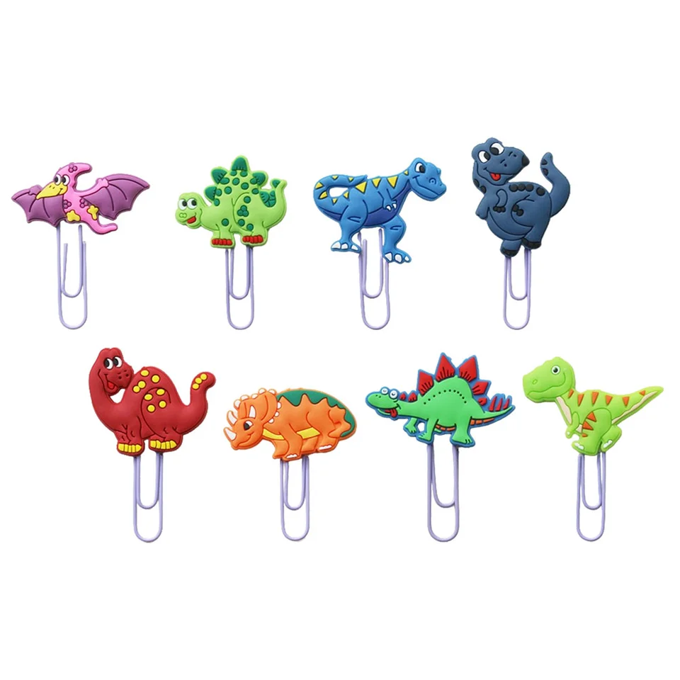 8 ks Dinosaur záložky Small Document Clips Dekoratívny papier Veľký roztomilý rozkošný pre kancelárske PVC papiere