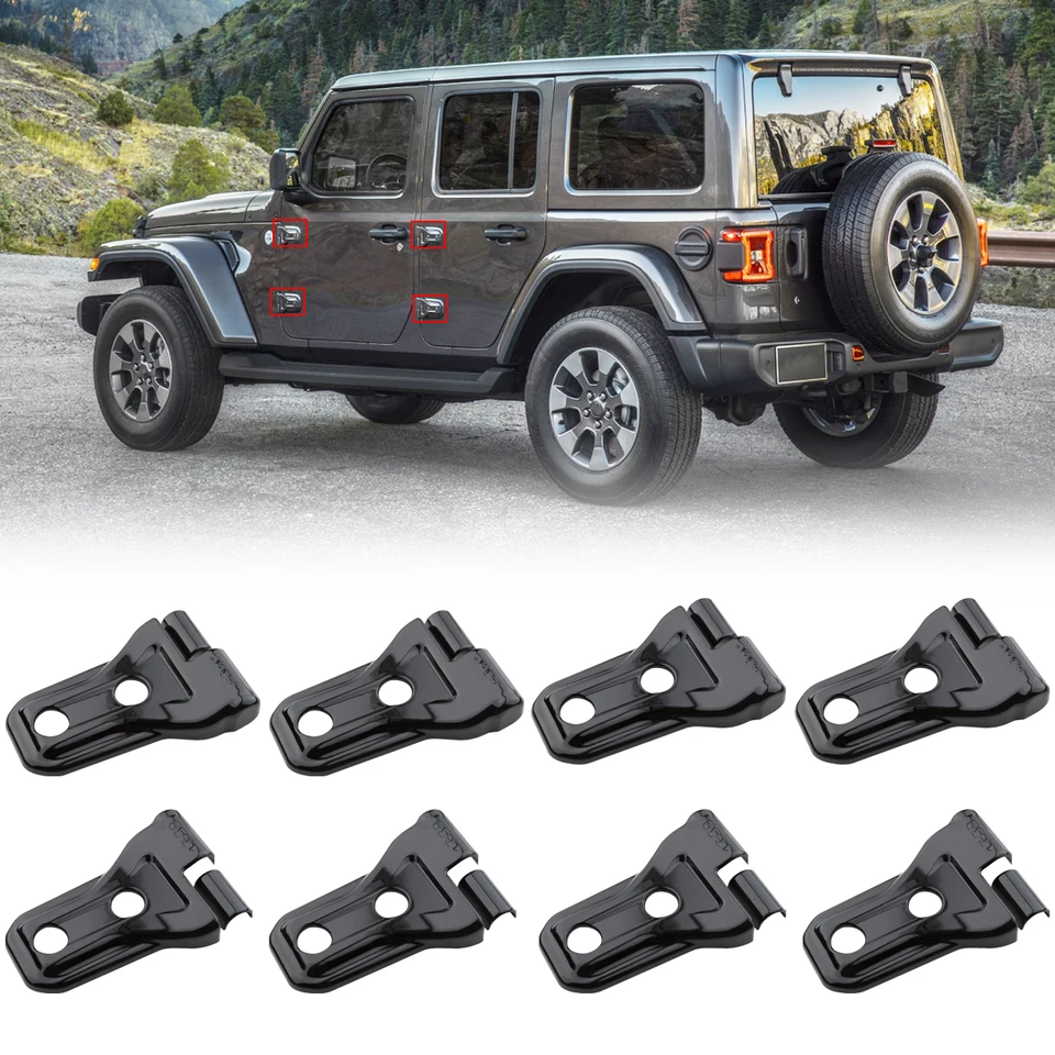 8 ks Dverový závesný kryt kryt externých tvaroviek pre roky 2018- 2022 Jeep Wrangler JL 4-dvere exteriérové ​​doplnky Dverné závesný kryt kryt