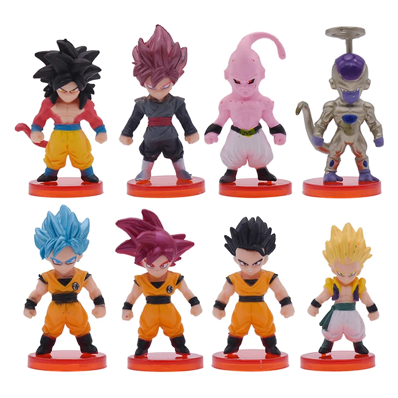 8 ks/lot anime dragon lopta Super Saiyan figure Son Goku Broly Buu Vegeta Master Roshi PVC Model Detské hračky Zberateľné figúrky