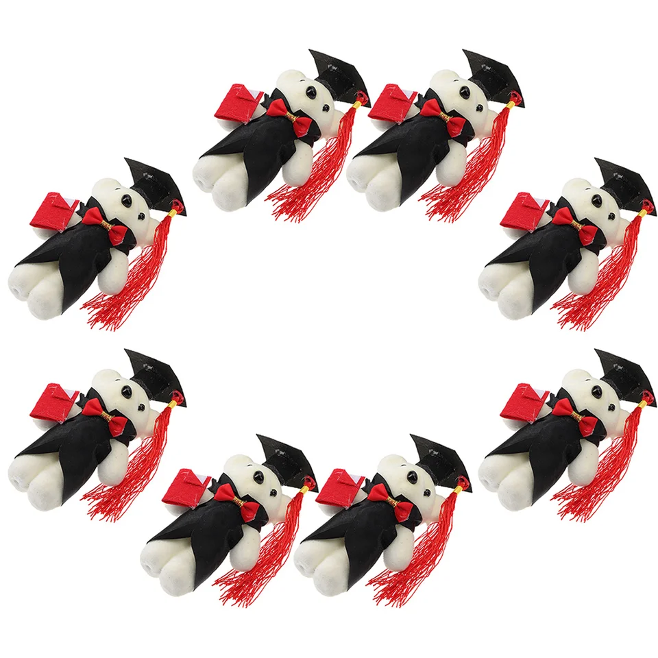 8 ks maturitné darček medveď malé plyšové kytice pre bábiky plnené zvieratá Diy doplnky darčeky Mini