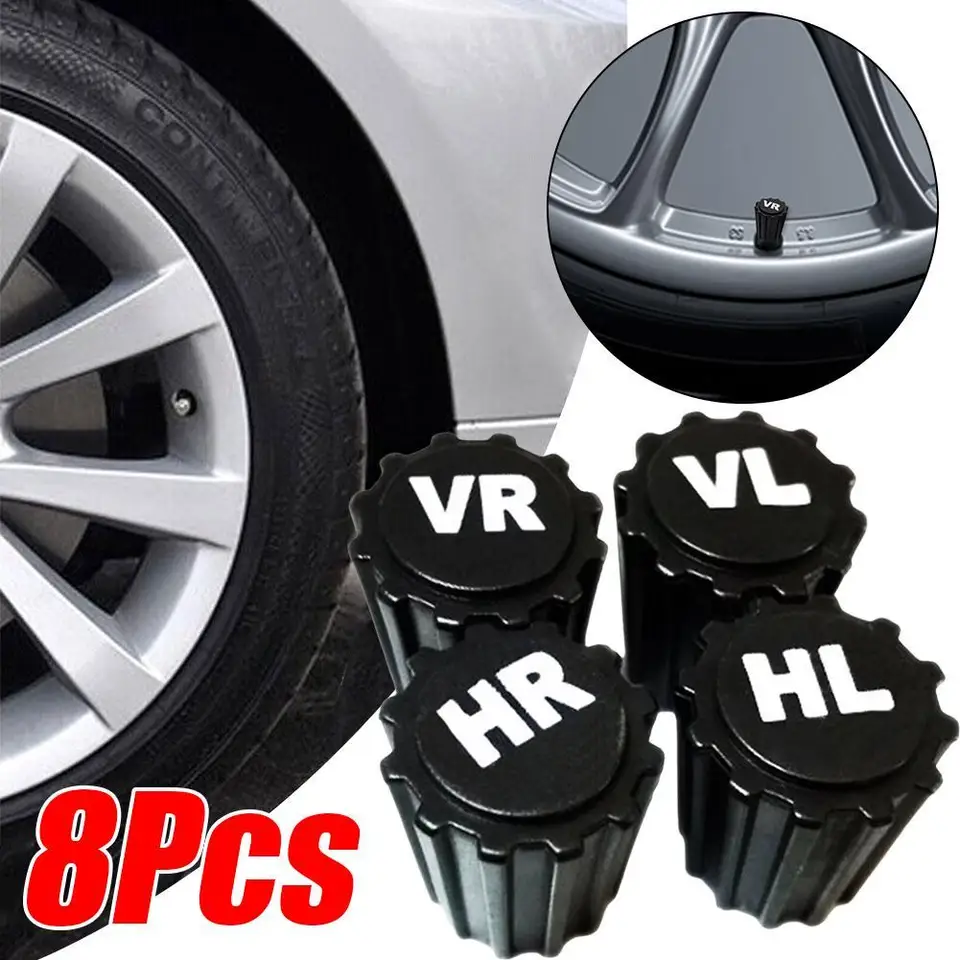 8 ks pneumatikami pneumatík Pneumatika Ventil Caps Dustode odolný voči vzduchovému ventilu kolies s VR VL HR HL tlačiareň ABS Plastové uzávery ventilového ventilu