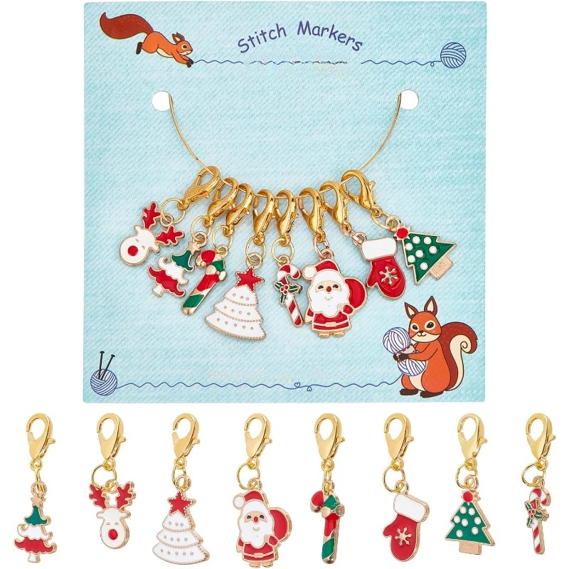 8 ks vianočné témy Stitch Markers 8 Štýly vianočný stromček/Vianoce sobia zliatiny smaltk