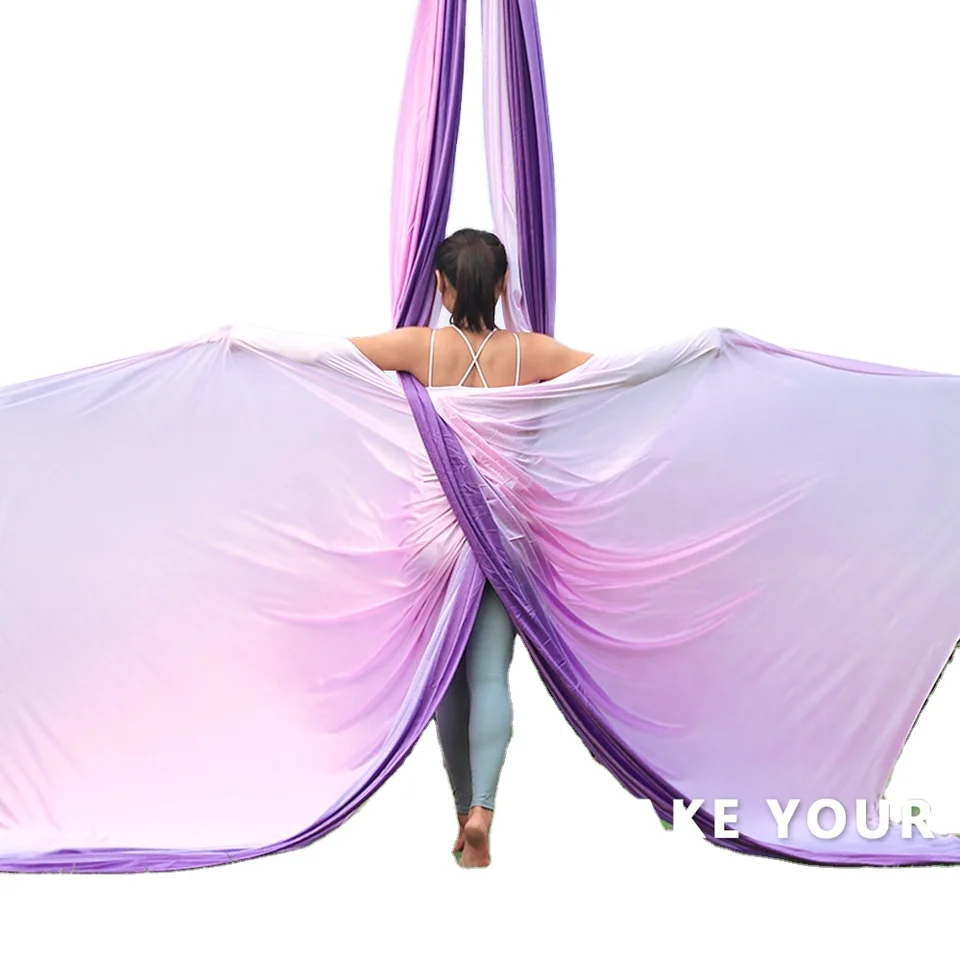 8 metrov letecká joga hojdacia hojdačka hodvábna látka Multifarebná letecká hodváb nylon nylonová tkanina pre jogu výkonnosť cvičenia Fitness