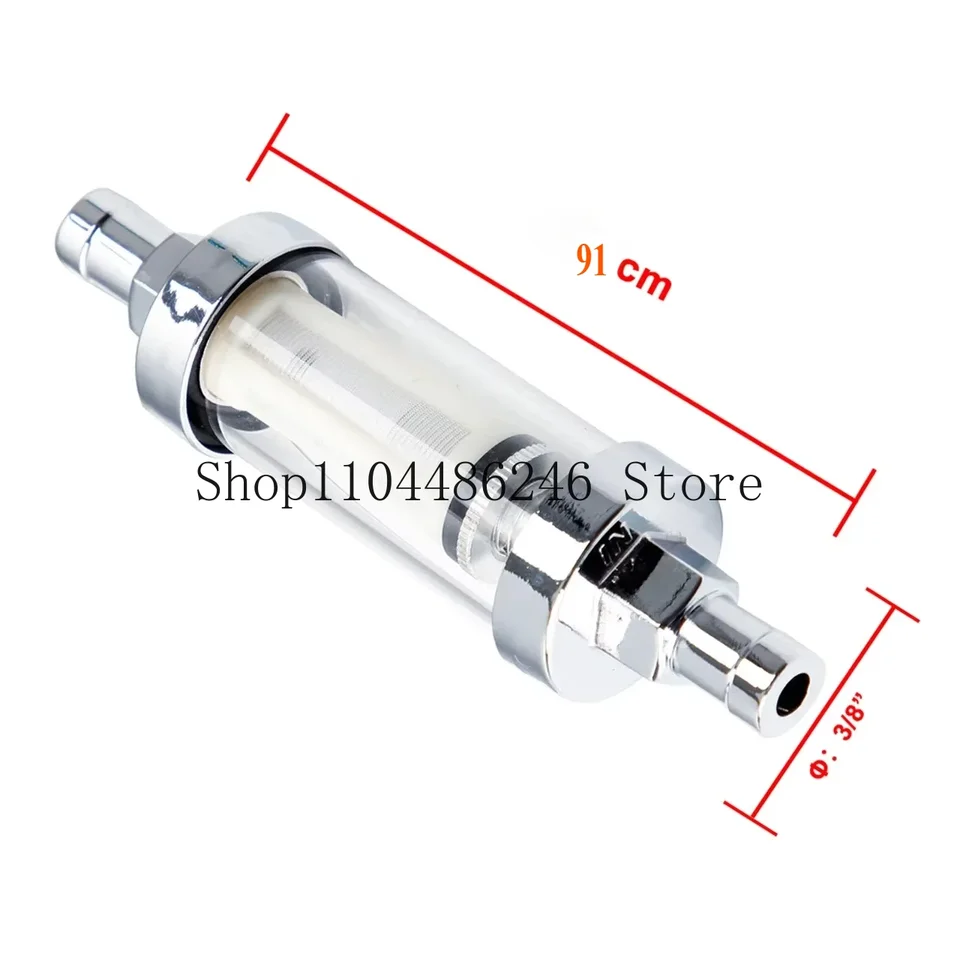 8 mm 3/8 '' Univerzálny chrómový sklenený palivový filter automobil s benzínovou naftou Inline Opätovne použiteľný