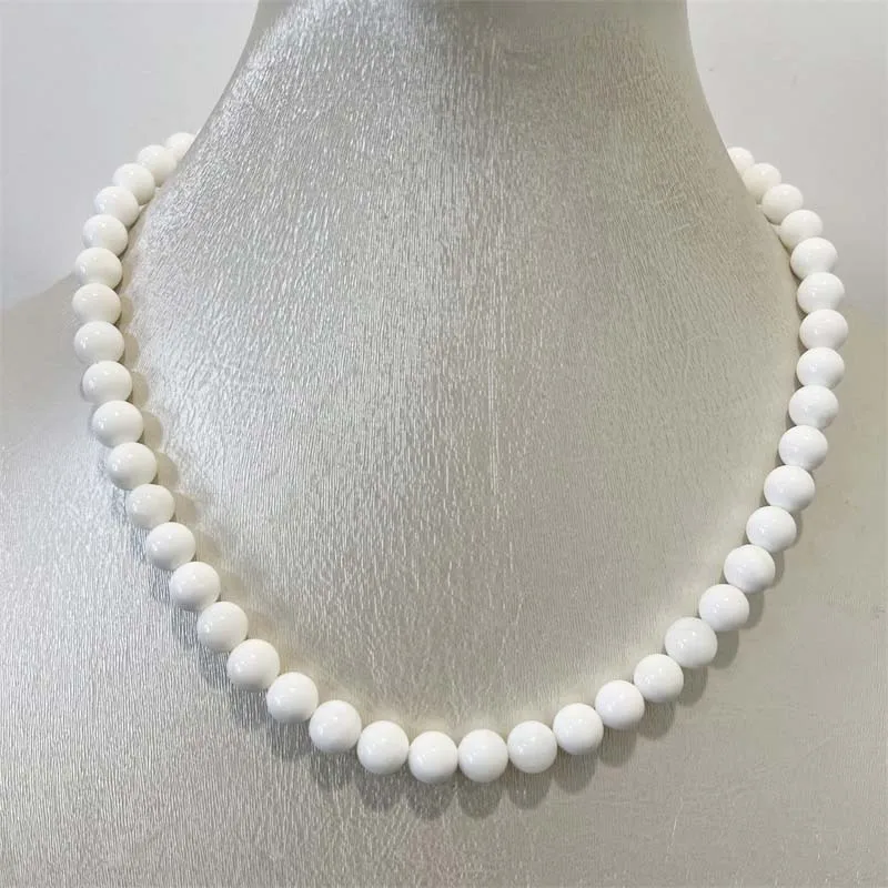 8 mm biela tridacna perla shell náhrdelník vintage štýl jednoduchý reťazový reťaz dám Svadobné milostné goliere módne šperky darček