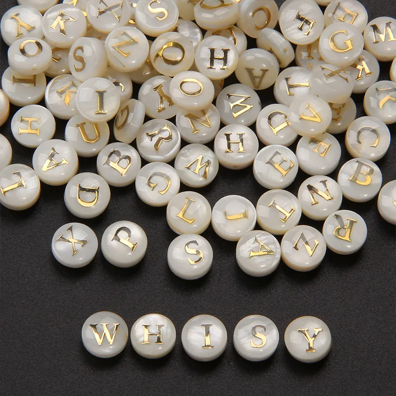 8 mm biely list prírodné škrupiny guľôčky okrúhle ploché abecedové rozperkové korálky pre šperky výroby ručne vyrábané DIY náramok náhrdelníka