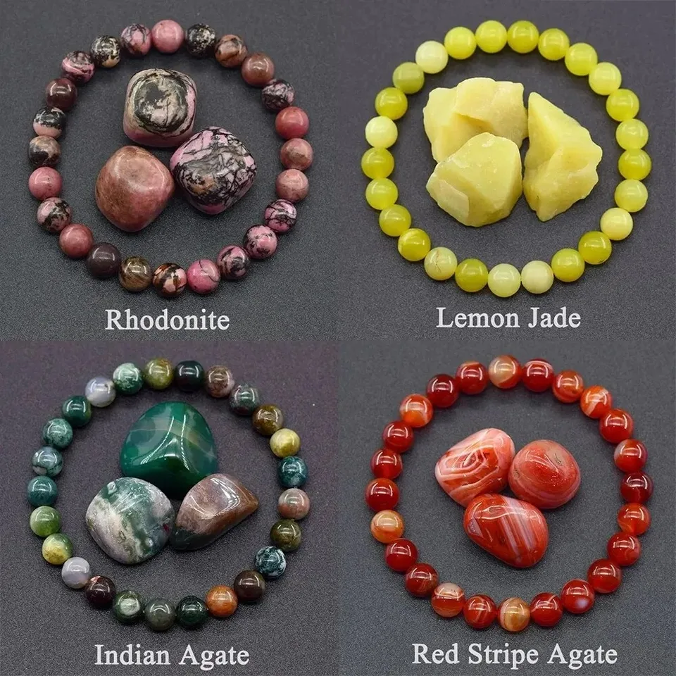 8 mm prírodný epidot zozite kamenný náramok s guľôčkami Homme Quartz Lava Tiger Eye Eye Náramok vyrobený z šperkov z prírodného kameňa pre ženy