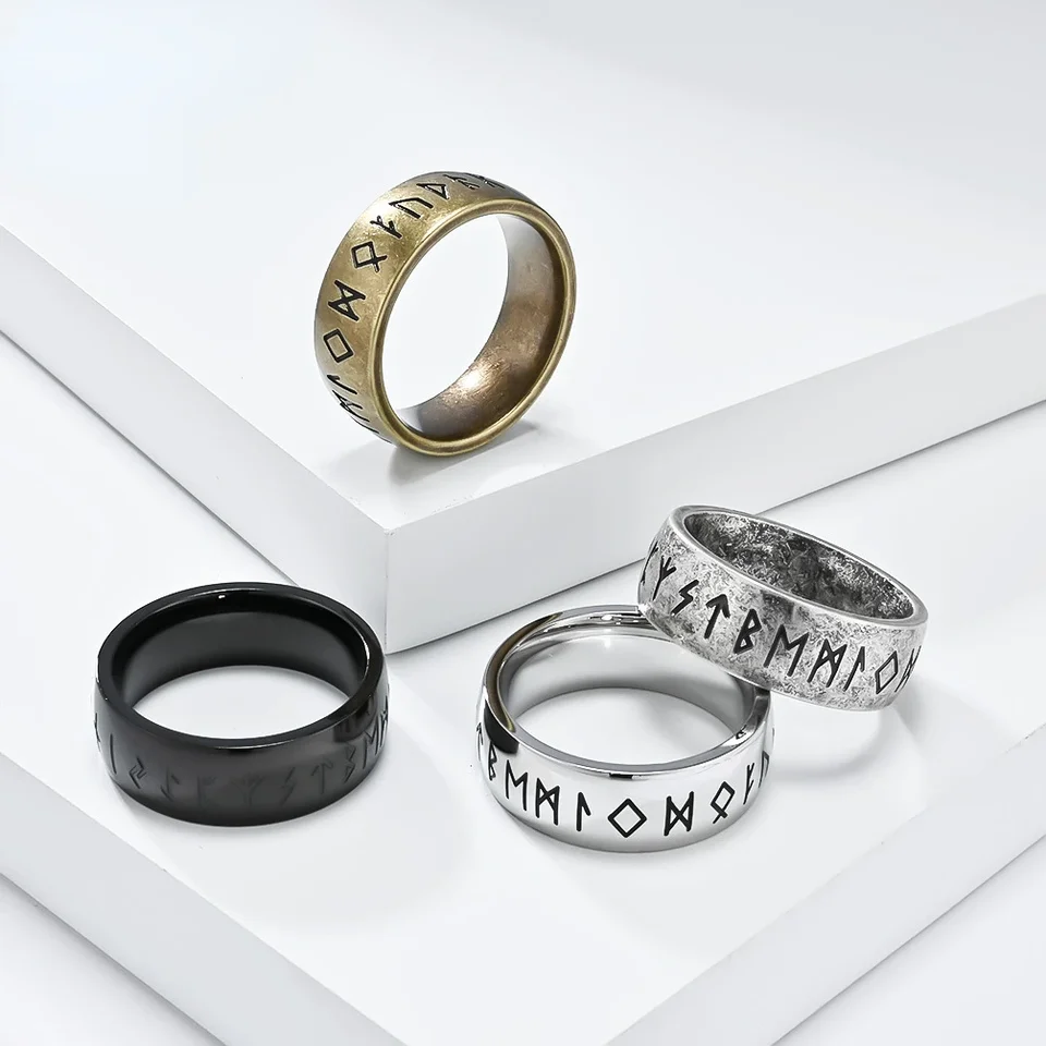 8 mm z nehrdzavejúcej ocele Odin nór Viking Amulet Rune Ring Goth Punk Viking Knot Pánsky rockový cyklistický šperky