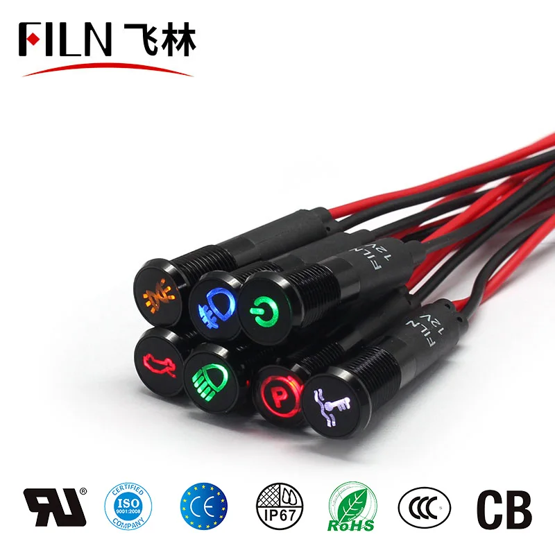 8 mm čierne puzdro LED červená žltá biela modrá zelená indikátor 12V Iight s káblom 20 cm