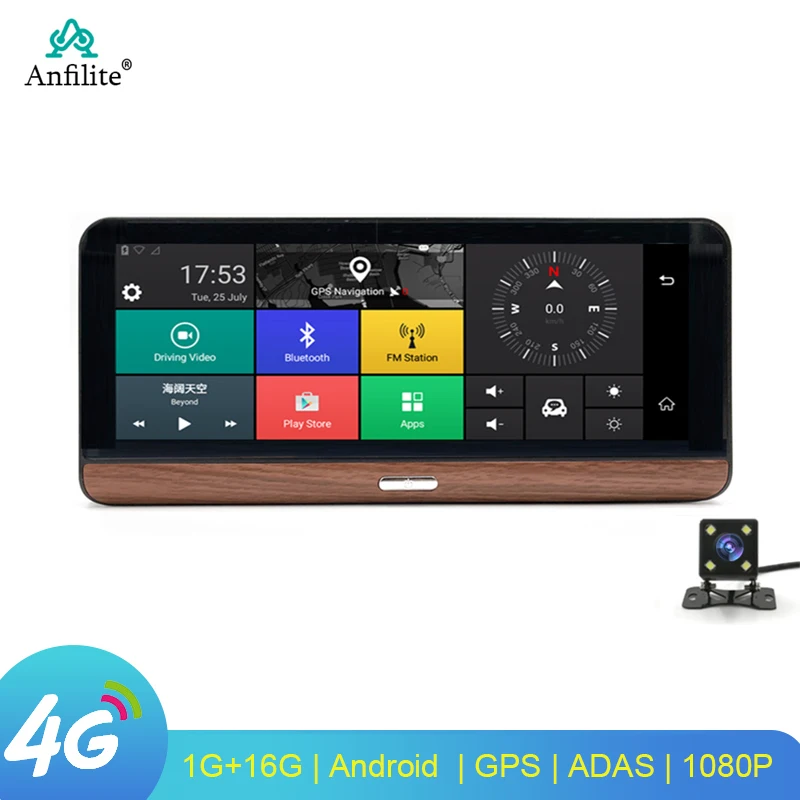 8 palcov 4G ADAS CAR DVR Android Android Car Dashboard Dash Camera GPS navigácia 1080p Dual šošovky Video videorekordér DVR spätný pohľad kamera Cam