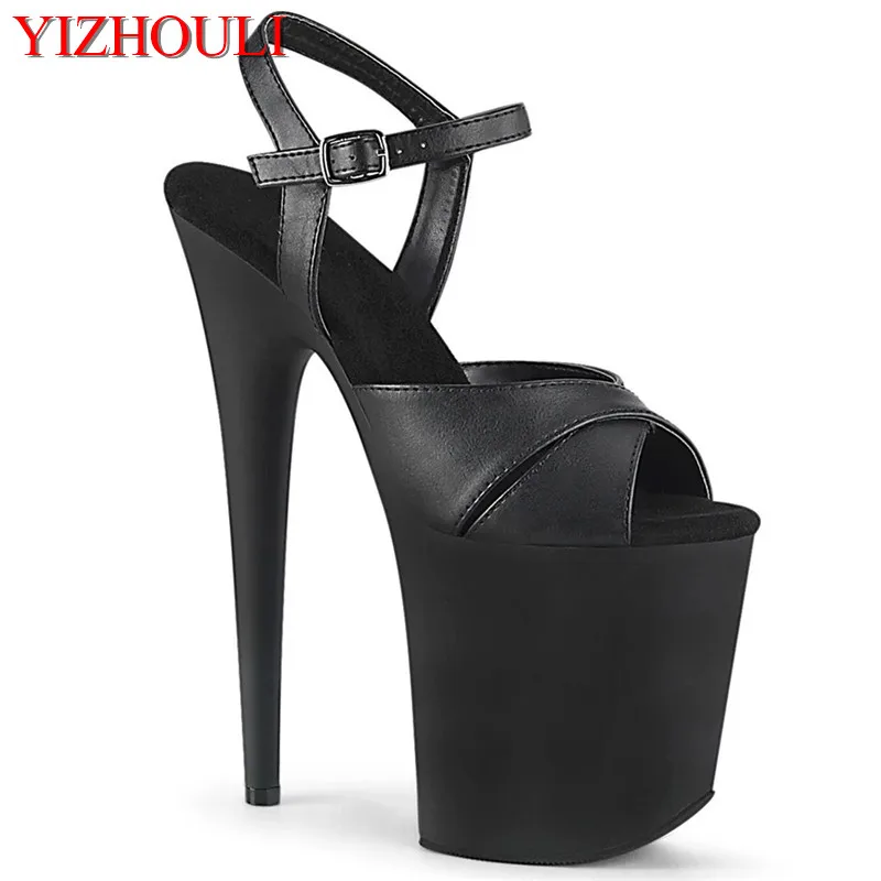 8 palcov, letné sandále, párty a nočný klub Shoe, matný čierny horný, 20 cm vysoký pätný model, tanečné topánky