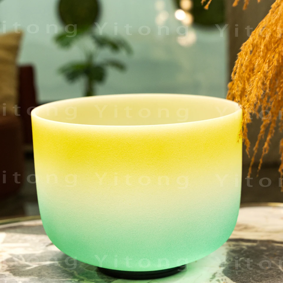 8 -palcový gradient farebný matný matný kremeň Crystal Singing Bowl Bon Poznámka pre zvukové hojenie pre meditáciu