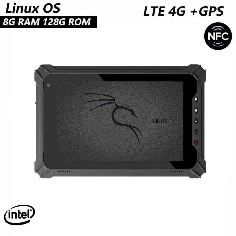 8 -palcový Linux OS Industrial Tablet Intel 8G+128G 4G NFC 2D čiarového skenera Rugged Tablet PC 10000MAH