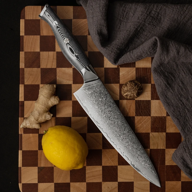 8 -palcový šéfkuchový nôž G10 rukoväť 67 vrstvy damascus oceľ 10cr15comov Blade Cleaver Mäso Čistenie zeleniny Japonské kuchynské nože